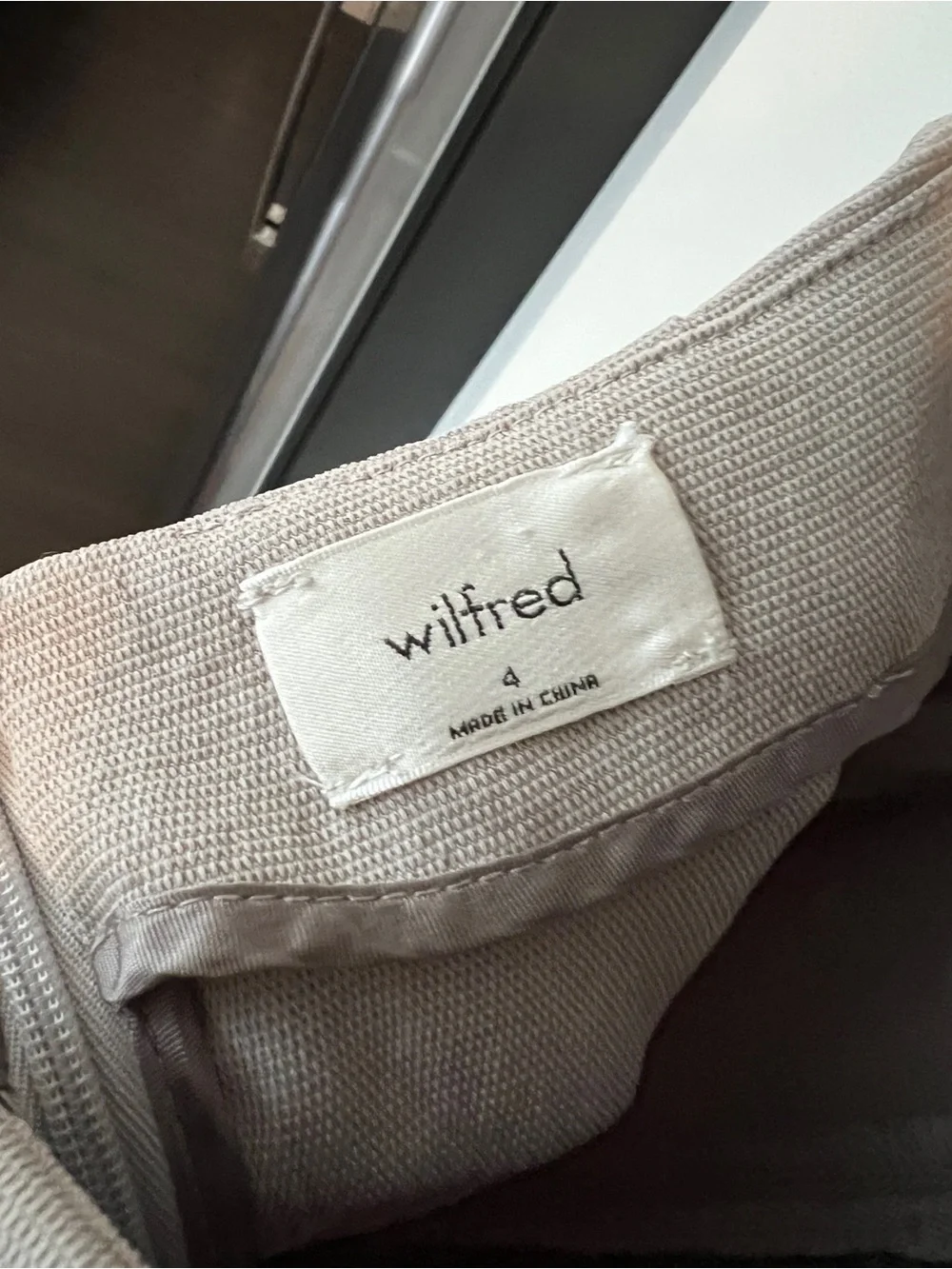 Wilfred Taupe Sleeveless V-Neck Wide-Leg Jumpsuit with connected Self-Tie Belt - Picture 3 of 3